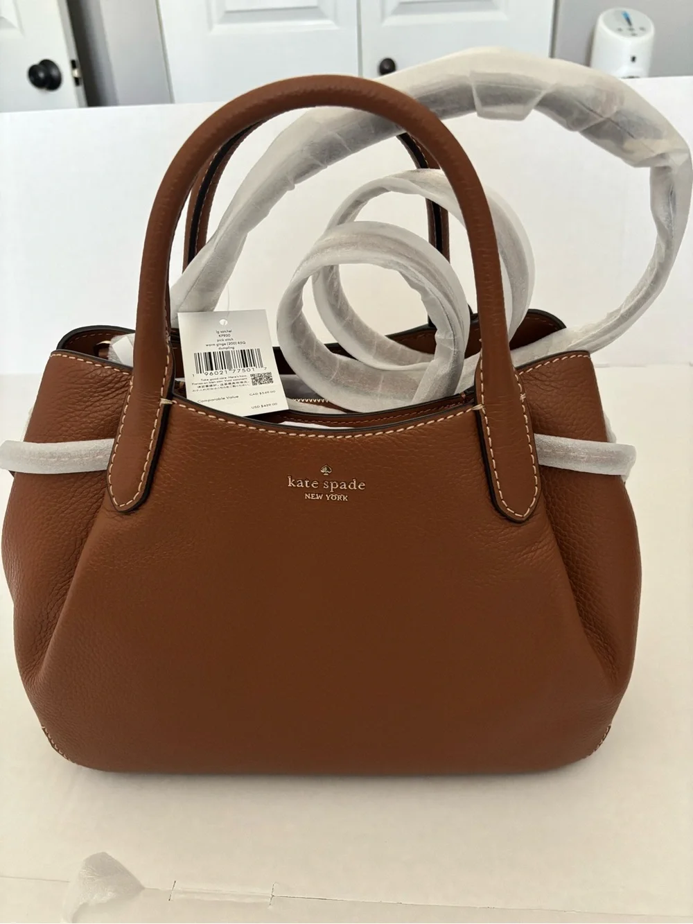 New kate spade New York Large Brown Dumpling Pebble Leather Satchel